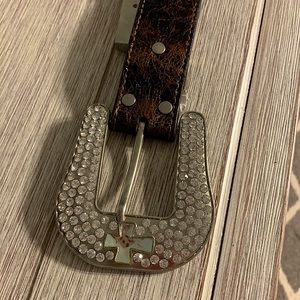 Rhinestone leather belt